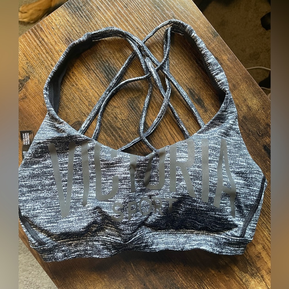 Victoria's Secret Black and Gray Strappy Sports Bra